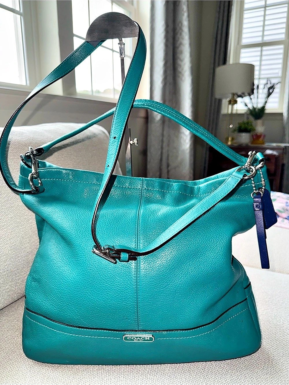 Coach Madison Hobo Leather in teal Blue & Green